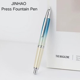 JINHAO 10 Click Fountain Pen for Office Use - Retractable Fine Nib & Ink Converter Set, Gradient Blue(Silver Clip)