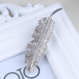 Inateannal Vintage Leaf Hair Clip Barrettes Silver Feather Hair Clips Metal Leaf Barrette Head Clips French Hair Accessories for Women and Girls Headpiece