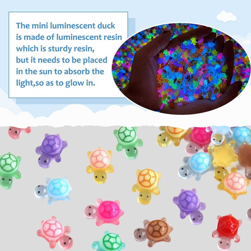GMHLLES 300 Pcs Mini Turtles, Mini Resin Turtles Unique Luminous