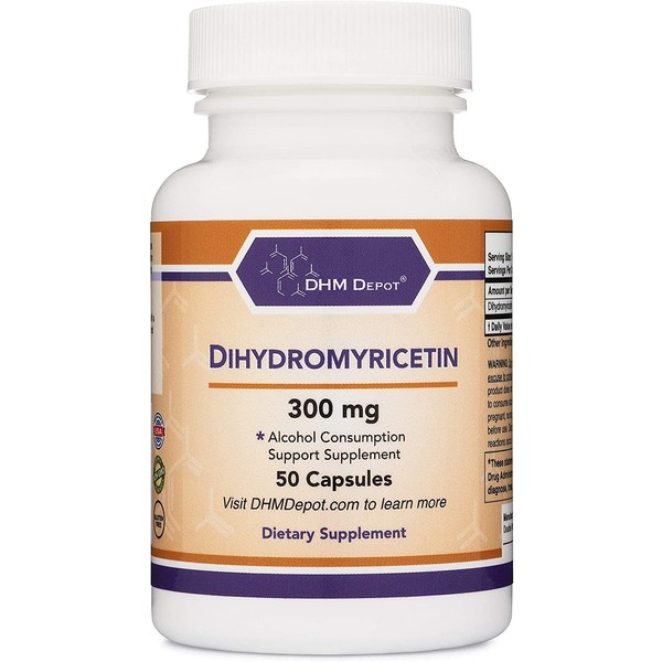Dihydromyricetin (DHM) 50 Capsules, 300mg, Alcohol Consumption Support Supplement (Third Party Tested) Made in the USA by Double Wood Supplements (DHM Depot)
