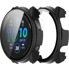 Case Cover Compatible with Garmin Forerunner 965 Watch Case,Hard PC Bumper Shock-Proof Shell All-Around Protective Watch Cover for Garmin Forerunner 965 Screen Protector, Black&Black