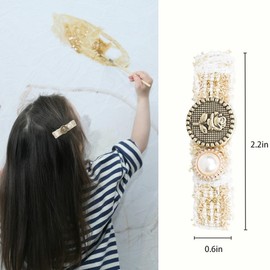 Aodse 4 Pcs Cute Hair Clips for Women, Retro Black and White Duckbill Hair Clip, with Pearl, Flower, Bear Exquisite Flat Hair Clips, Hair Clips for Women and Girl Thin Hair