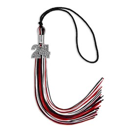 Endea Graduation Mixed Triple Color Tassel with Silver Bling Charm (Black/Red/White, 2024)