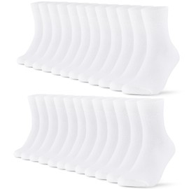 FALARY 12 Pairs Plain Mens Socks, Cotton White Calf Socks Comfortable for Work & Casual Wear - Breathable, Durable 3-5 UK