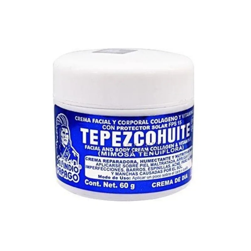 Crema Tepezcohuite Indio Papago Día Hipoalergénica Parabenos Fps15 60g