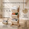 Three-Tier Floor-Standing Storage Rack, Hand-Woven Storage Basket, Vertical Storage Rack,