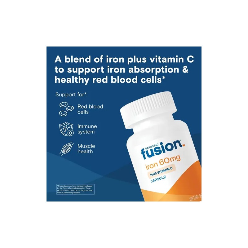 Bariatric Fusion Hierro 60mg Vitamina Suplemento Vegano Sabor