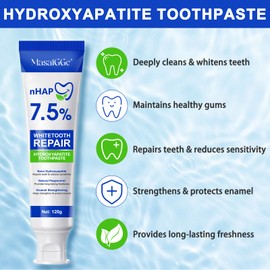 Hydroxyapatite Toothpaste for Enamel Protection and Tooth Strengthening, Whitening Sensitive Toothpaste, Gum Repair for Receding Gums, Daily Use for Oral Care Deep Cleaning, Natural Fresh Mint Flavor