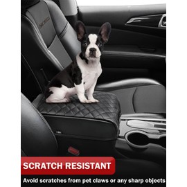 KBH Center Console Armrest Cover for Infiniti QX60 JX35, Nissan Pathfinder 2013-2020, Vinyl Leather, Middle Console Cushion Full Protector, Anti-Scratch, Black