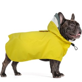 Dora Bridal Dog Raincoat, Adjustable Clear Hooded Dog Rain Jacket for Small Medium Large Dogs, Waterproof Dogs Rain Coat Poncho with Reflective Strips, Yellow, M