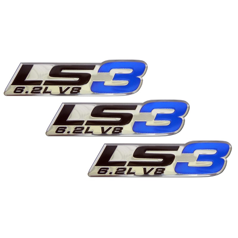 ERPART LS3 6.2L V8 Blue Engine Emblems Badges Highly Polished