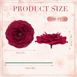 Yunlly 100 Pcs Flowers Long Stem Artificial Rose Flowers Roses Fake Faux Artificial Roses Bouquet Wedding Party Home Decor for DIY Baby Shower Centerpieces Tables Home Decorations (Wine Red)