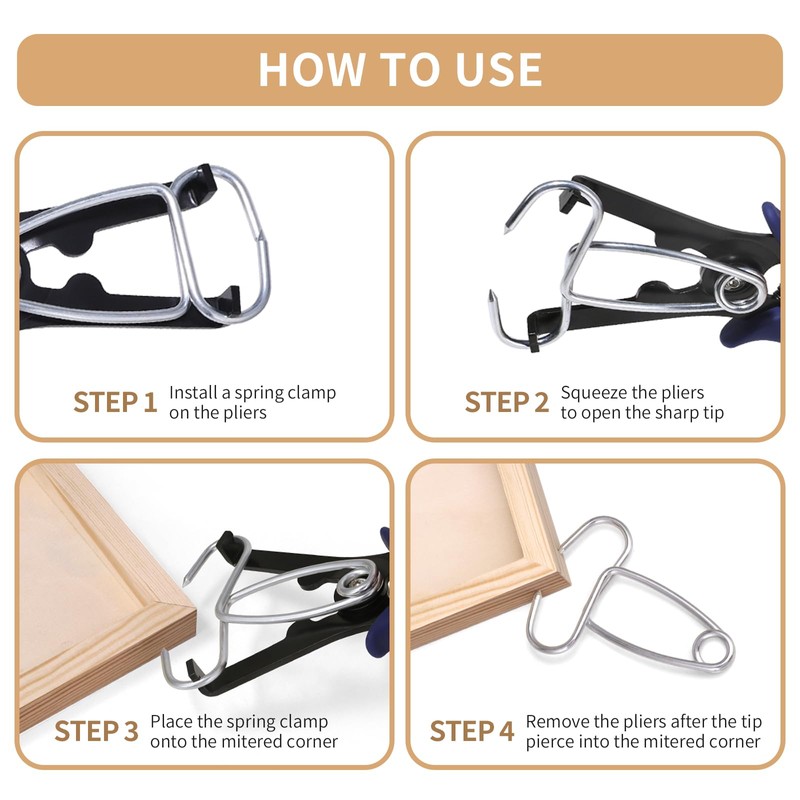PLANEKO 10PCS Miter Spring Clamps Kit for Woodworking Wood Trim