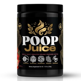 Poop Juice 5-in-1 Prebiotic, Probiotic, Postbiotic, Digestive Enzymes & Glutamine Supplement Powder - Bloat Relief, Gut & Immune Support - Sugar & Lactose-Free - 30 Servings (Strawberry Lemonade)