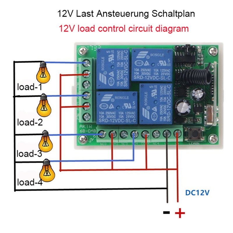 High Sensitivity DC 12V 4CH 4CH Wireless Remote Control Switch
