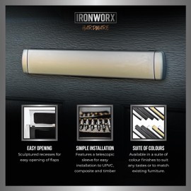 IRONWORX® Enigma 12" Premium Slimline Metal Letterbox Polished Chrome ❘ Fully Weather Sealed, 180° Opening, Easy Install Ultra Durable Modern Design, Compatible with UPVC, Composite & Wooden Doors