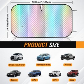 Windshield Sun Shade Car Sun Shade, Folding Car Shades for Front Windows, Blocks UV Rays Sun Visor Protector for Truck SUV Van, Keeps Vehicle Cool - Colorful (55" x 27.5")