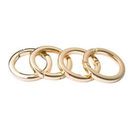 Bobeey 4pcs Round Carabiner Metal Spring Key Ring,Spring Snap Hooks Clip,Spring Keyring Buckle,Flat O Ring for Purses BBC40-25-Light Gold