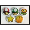Set of 5 1" Mario Power Up Buttons Pinback