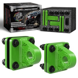 AUTMATCH D Ring Shackle Mount with Backer Plate (2 Pack) - Bolt On Clevis Mount Bumper Shackle Bracket, Max 24T (52,910 Lbs) for Bumper, Bucket, Trailer, Truck, Green