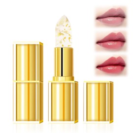 EOIRULA 2PCS Transferproof Color Changing Lipstick, Color Changing Lipstick Gold Foil for Women, Moisturizing Glossy Shine Lip Gloss, Deep Nourishment