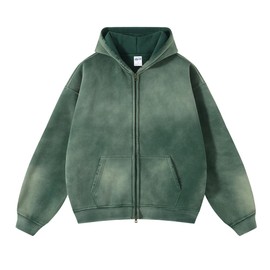 Botong Men Oversized Hoodies Vintage Cotton Casual Hooded Sweatshirt with Pocket Teens Pullover Unisex Dark Green M