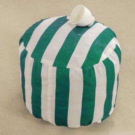 IEVENW Waterproof Round Stuffed Pouf Ottoman, Indoor Outdoor Pouf Foot Stool Storage Ottoman, Floor Poufs Foot Rest with Foam Chunk Filling, Green