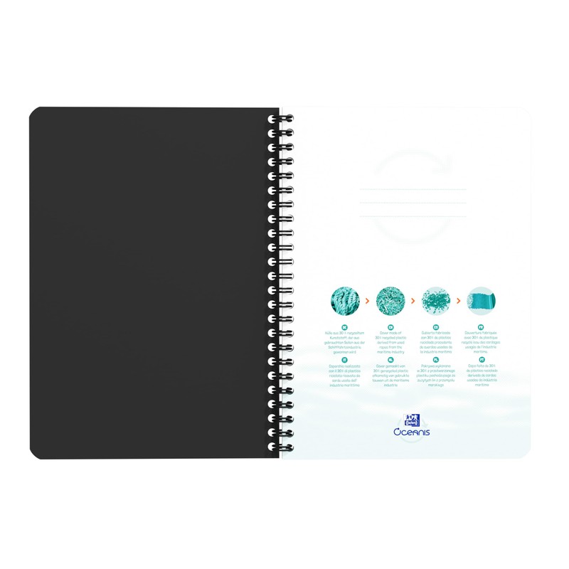 Oxford 1 x A5 Squared Spiral Notebook - Oceanis Recycled