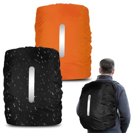 Techchii 2 Stück RegenhüLle Rucksack, Regenschutz Rucksack mit Reflexstreifen 30-40L Regenschutz Schulranzen Rucksack überzug Wasserdicht Rucksack Schutzhülle für Radfahren, Wandern, Camping