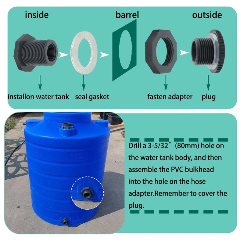 YSIL PVC Bulkhead Fitting 2 Inch Female Water Tank Connector