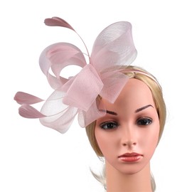 Fascinators for Women Flapper Headband for Women 20s Head Piece Roaring Hair Clip Great Gatsby Headpiece C06-Light Pink