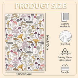 Wild Plants and Mushroom Retro Hand Towels Set of 2 Decorative Hand Bath Towel for Bathroom Kitchen Accessories Hotel Spa Valentines Mothers Day Wedding Gifts 18 X 24 Inches