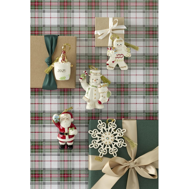 Lenox Ornament, 2025 Snowman with Stocking Christmas Ornament, Made from