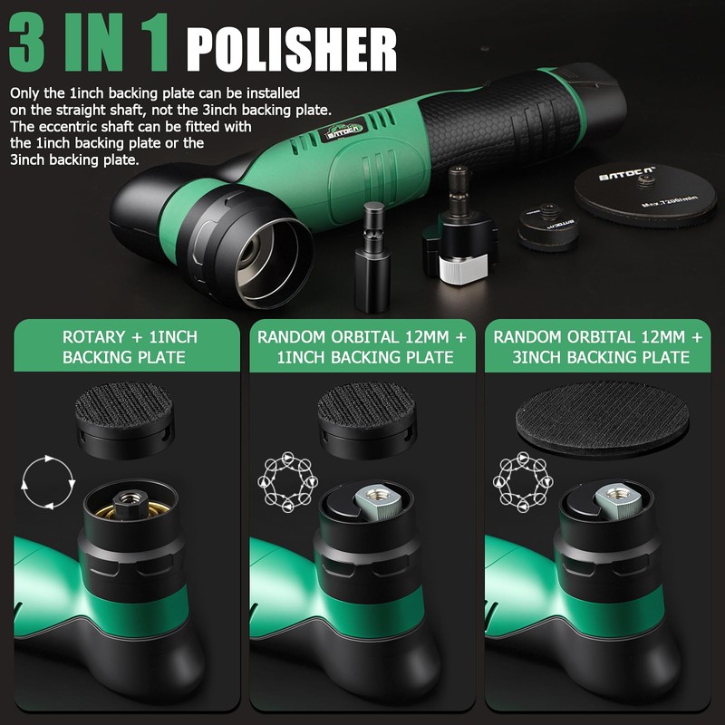 BATOCA S5 Cordless Car Buffer Polisher Kit 1 Inch 3