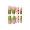 Green French Tip Press on Nails Long Square Fake Nails