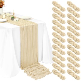 24 Packs Cheesecloth Table Runner,Ivory Table Runner 20"x70"Rustic Gauze Boho Cheese Cloth Table Runner,Wedding Table Decor Table Cloth for Wedding Bridal Shower Birthday Party Table Decoration.