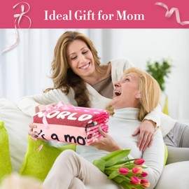 Leevcok Blanket Gifts for Mom, Mom Birthday Gifts from Daughter & Son, I Love You Present Throw Blanket Mom, Sweet Blanket Gift for Mothers Day, Christmas, Valentine's Day, Anniversary 60" × 50"