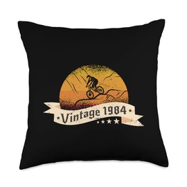 MTB-Bicycles Vintage 1984 Birthday cycling Mountain-Bike Throw Pillow