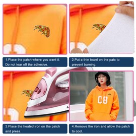 Sew or Iron on Patch,Pizza Iron Embroidered Patch for Clothing,Cute Food Style Applique Sewing Patches for Kids,Teens, Adult Clothes Backpack Jacket Jeans T-Shirts Pants