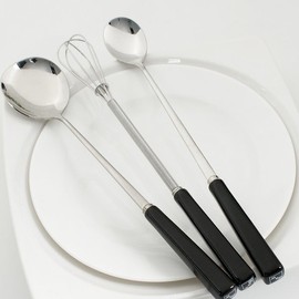 (Hyunwoo) Hyunwoo Black and White Long Spoon 3-Piece Set / (현우)현우 블랙앤화이트롱스픈3P세트