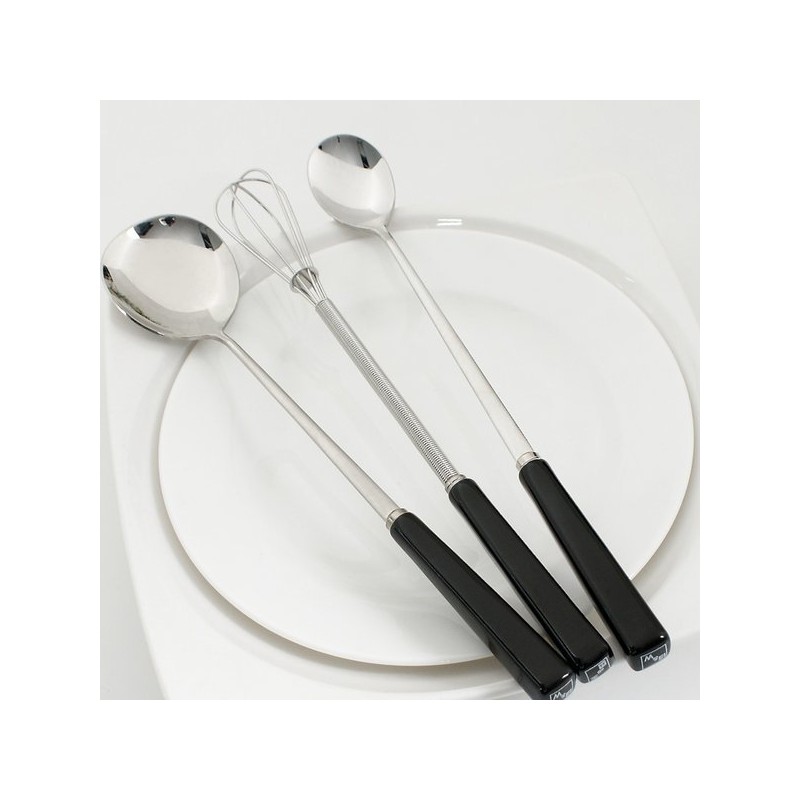 (Hyunwoo) Hyunwoo Black and White Long Spoon 3-Piece Set /
