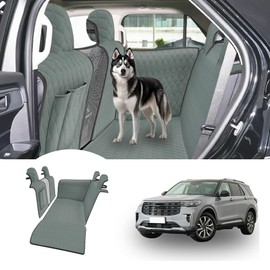 nuoozy Dog Car Seat Cover for Back Seat Compatible with Ford Explorer 2020 2021 2022 2023 2024 Detachable Washable Backseat Pet Travel Hammock Cushion (Black Green)