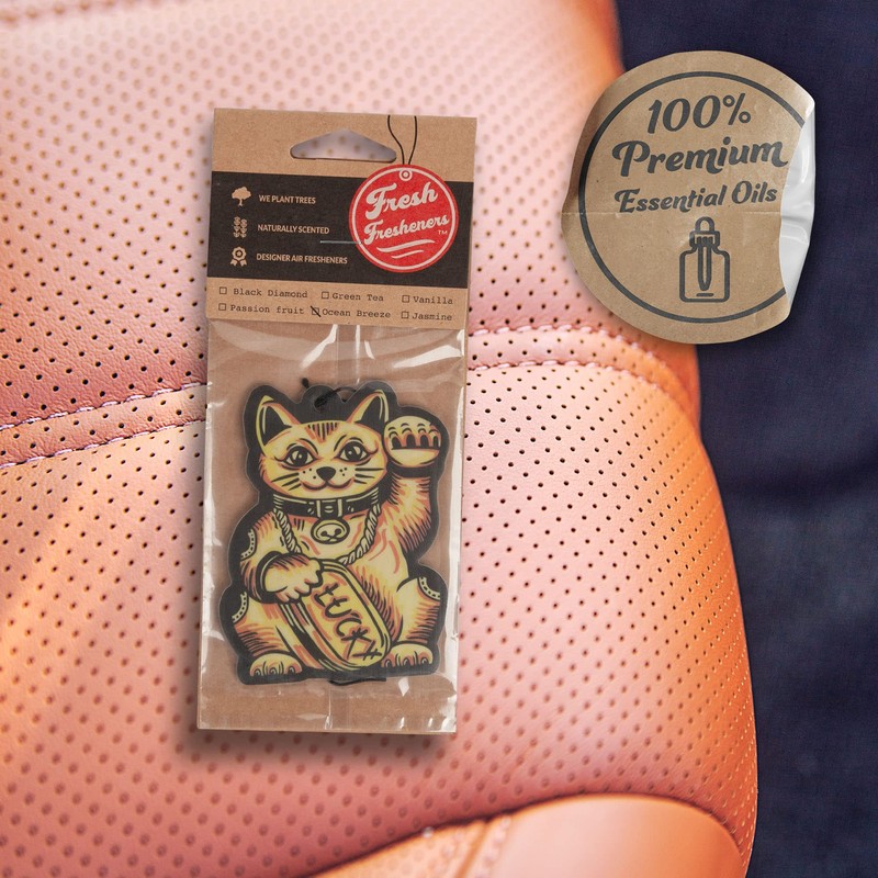 Lucky Cat Car Air Freshener 3 Pack Scented with Essential