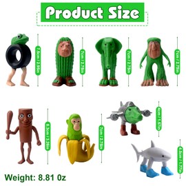 8Pcs Italian Brainrot Action Figures Set, Tung Tung Tung Sahur Figures, Funny Collectible Figures, Funny Tralalero Tralala 3D Printed Desk Toy, Creative Shark,Monkey and More Toys for Kid Fans