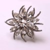 Silver Rhinestone Napkin Rings - Set of 12 Crystal Flower