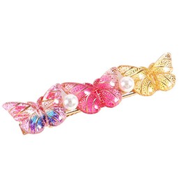 Women Pearl Hair Clip 3D Glitter Colorful Butterfly Hair Clip for Girls Women Makeup Hair Styling