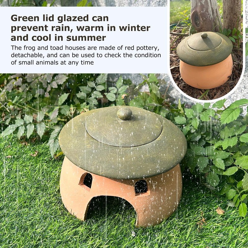 Terracotta Reptile Cave with Green Lid - 8 * 6