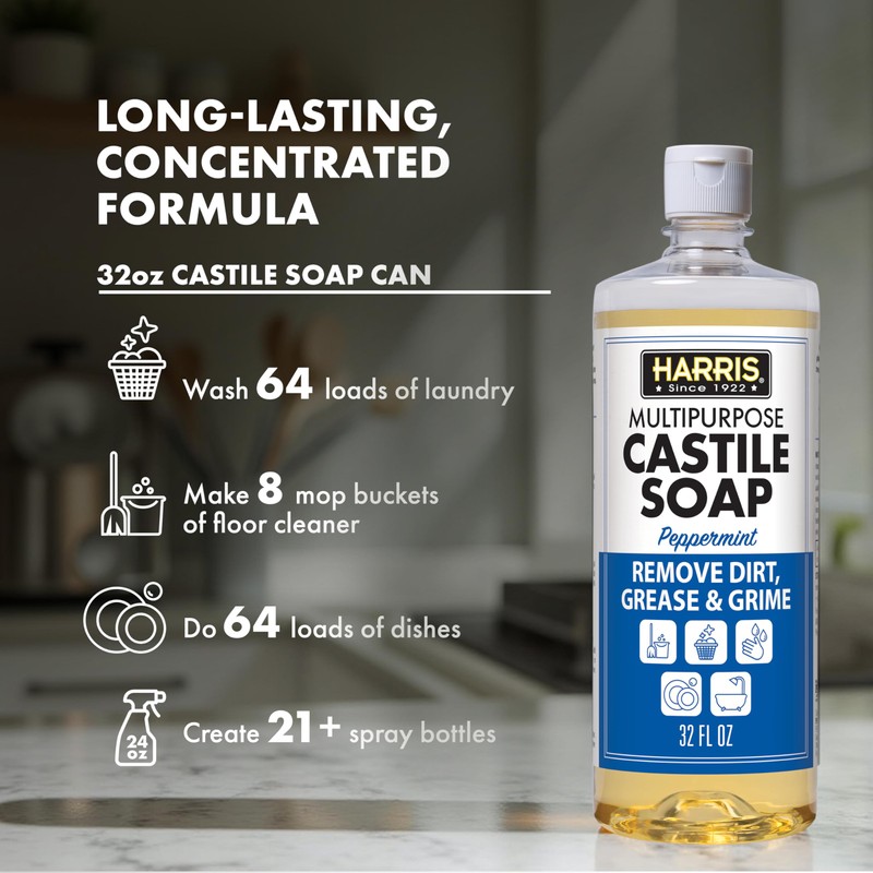 HARRIS Multi-Purpose Pure Castile Soap, Made with Olive, Coconut, and