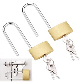 PLATEYTR Pack of 2 padlocks with key, 60mm long shackle solid brass padlock outdoor weatherproof mini padlock key similar locker locks suitable for school, gym lockers, cupboards, suitcases (yellow)