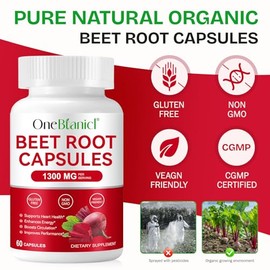 RKPROUC Beet Root Capsules for Natural Energy & Endurance Support,Beetroot Powder Beet Supplement to Support Circulation and Blood Flow- 60 Capsules